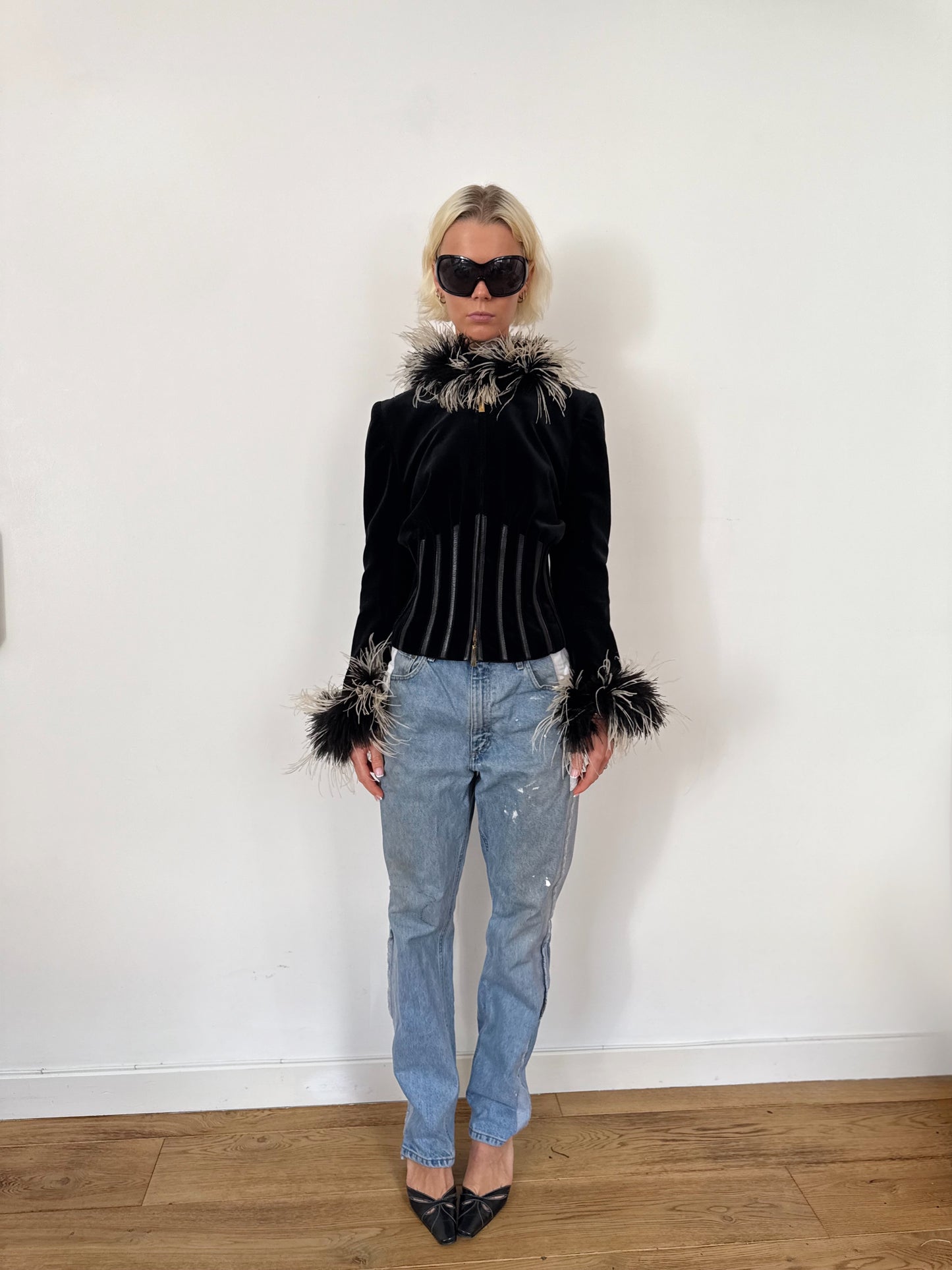 Feathered Collar & Cuff Jacket