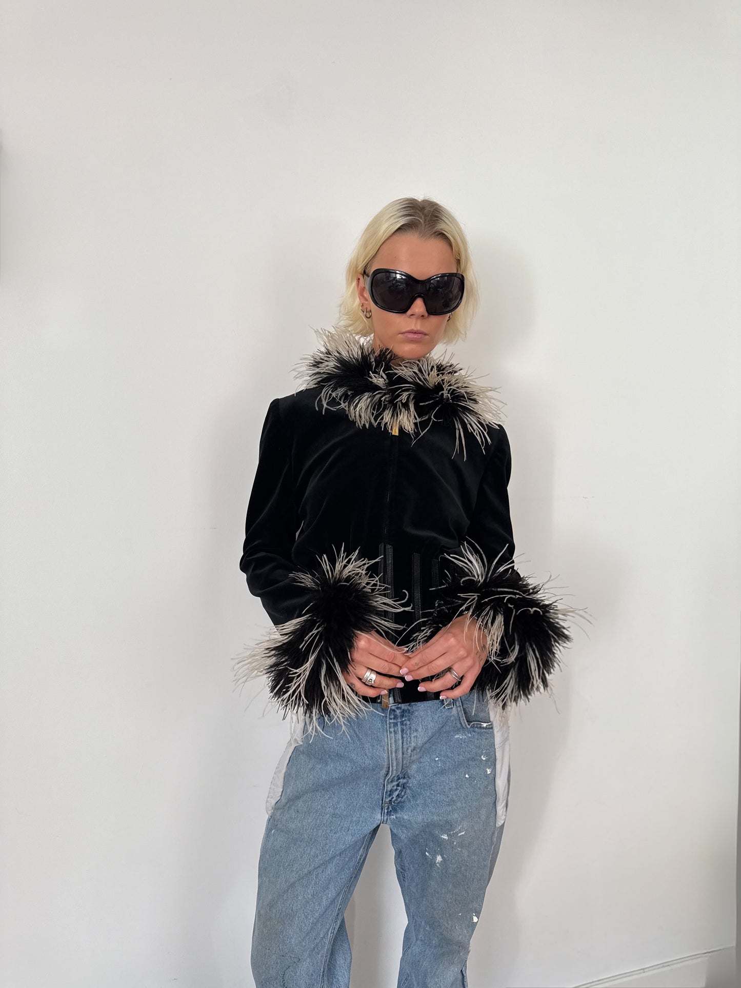 Feathered Collar & Cuff Jacket