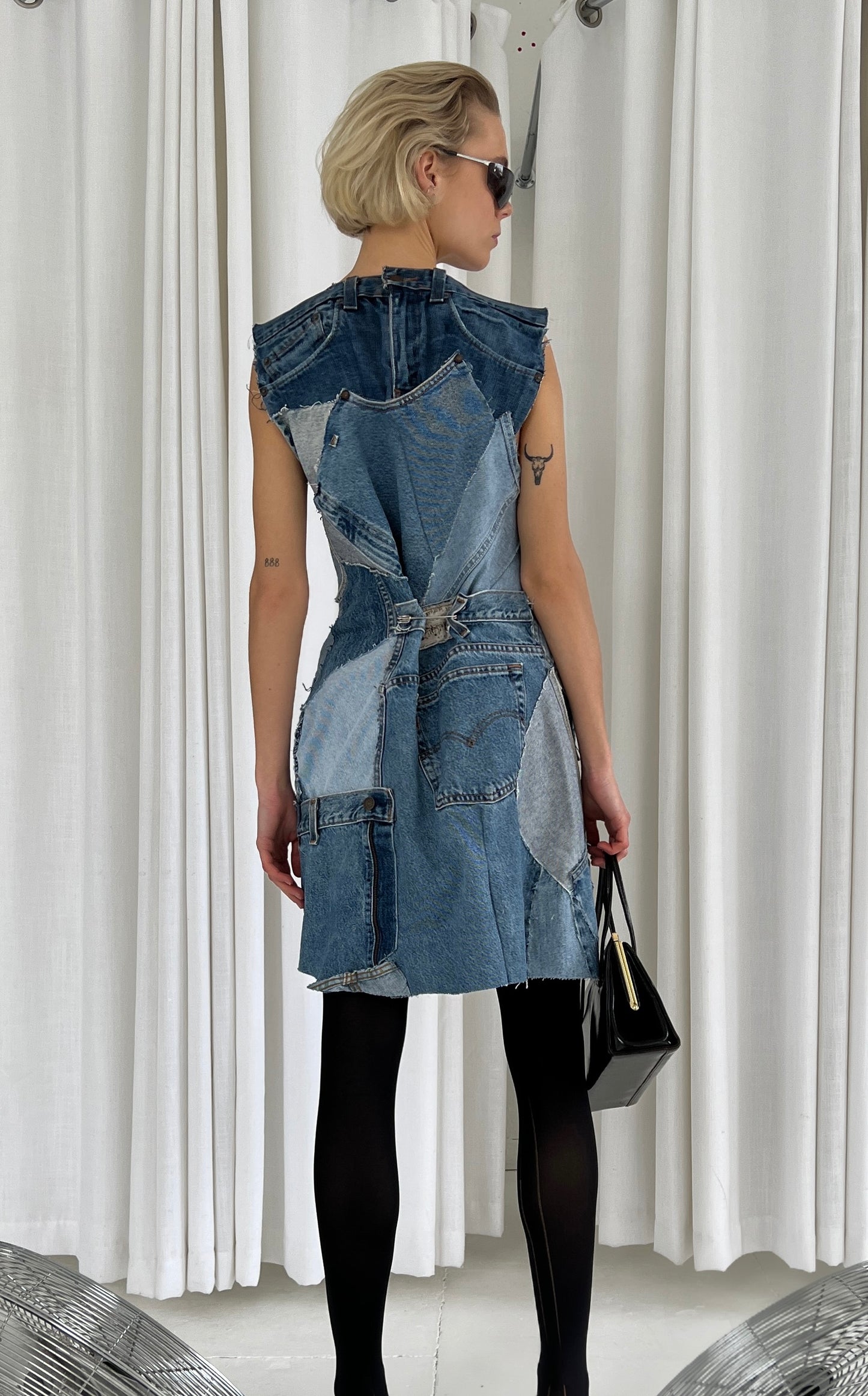Patchwork Denim Mini Dress