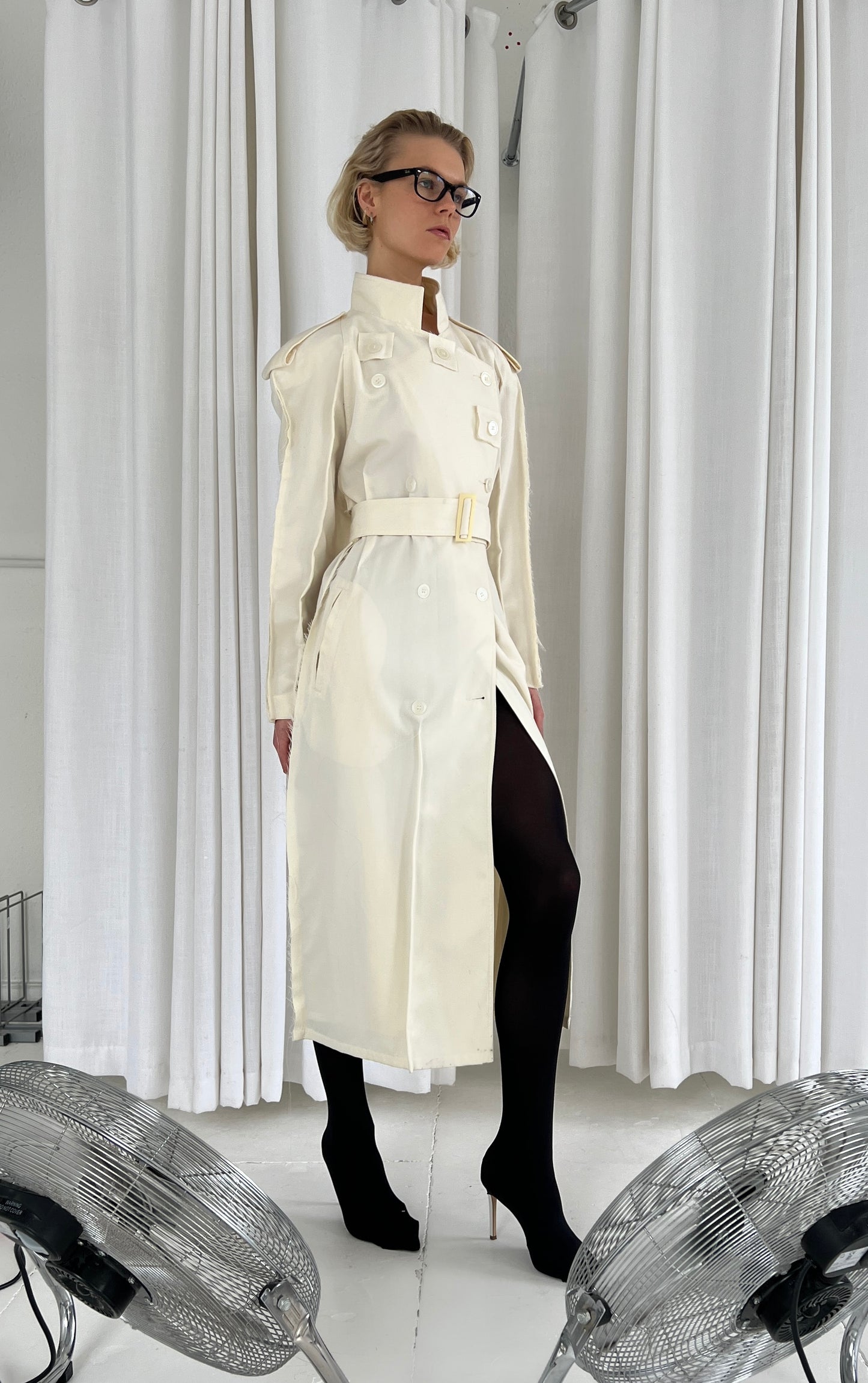Open Seam Cream Trench Coat