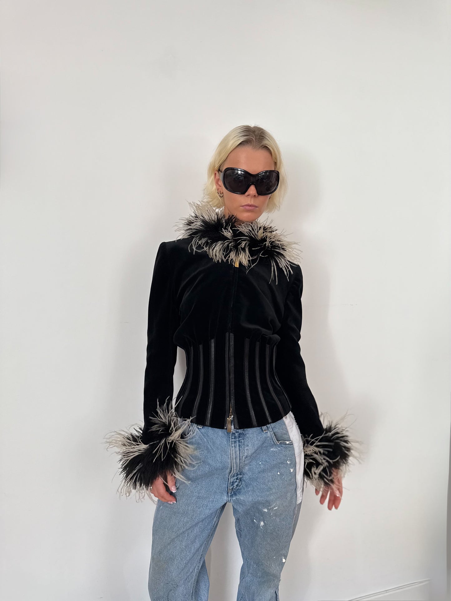 Feathered Collar & Cuff Jacket