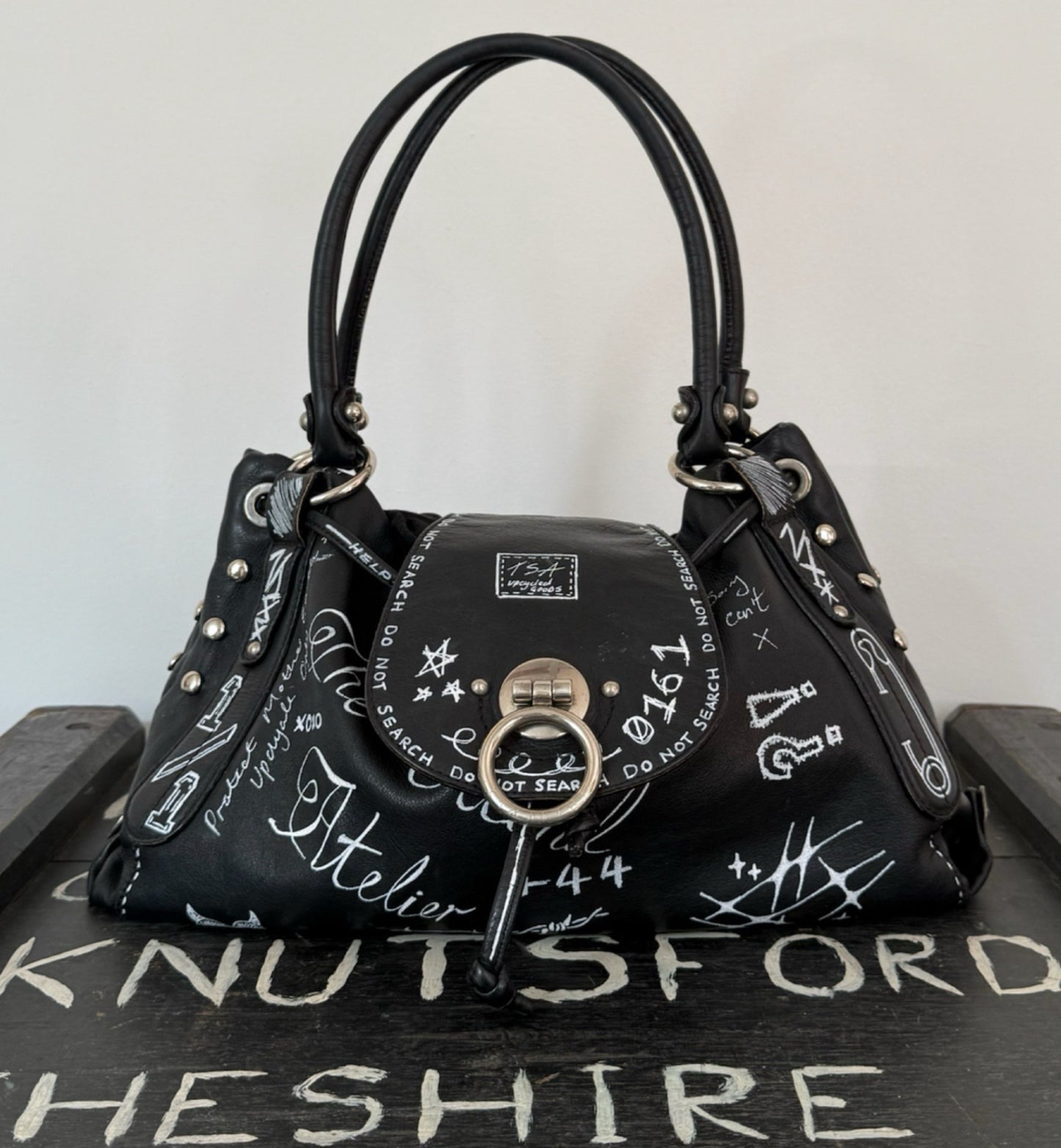 Studded Graffiti Bag - Black