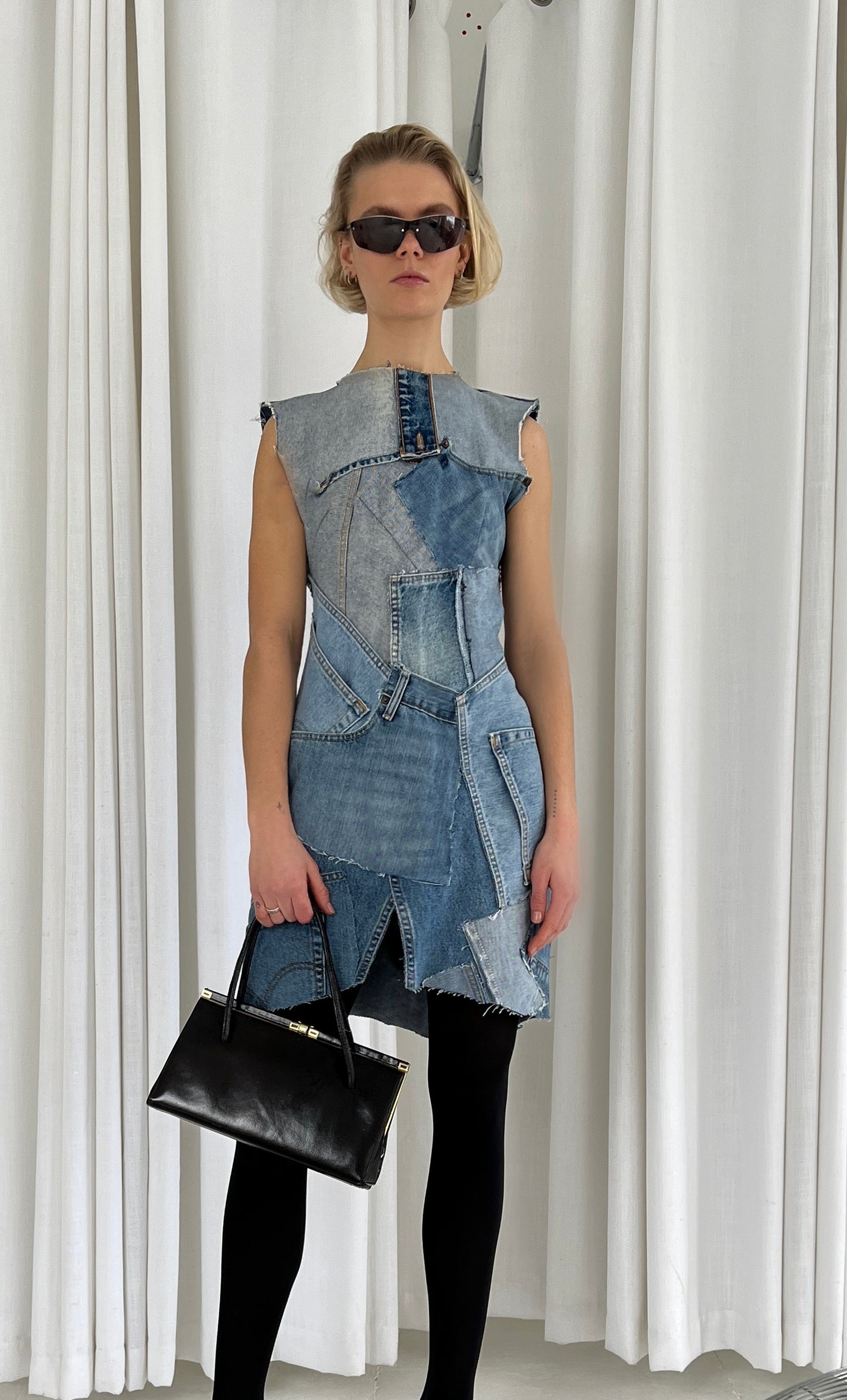 Patchwork Denim Mini Dress