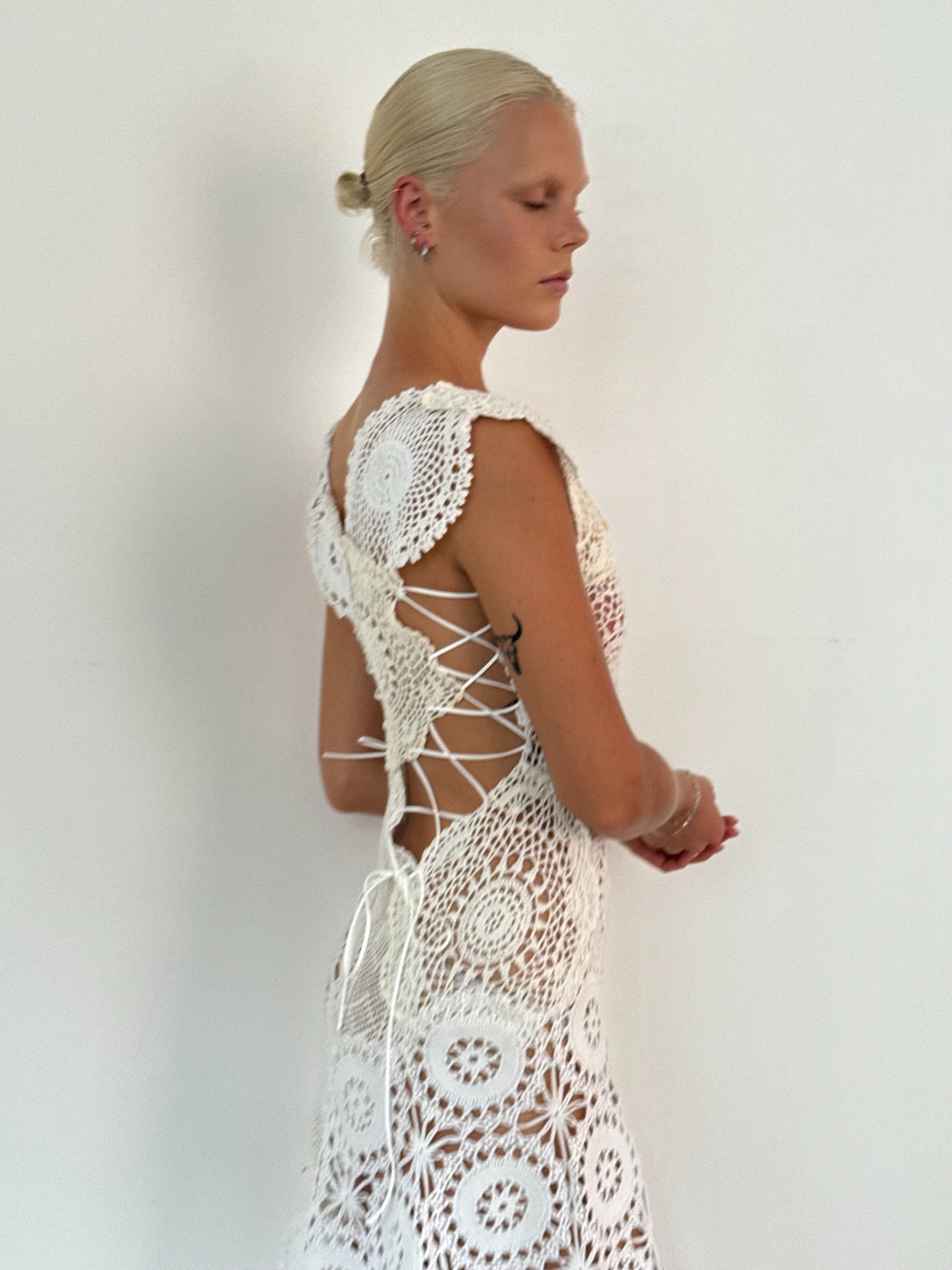 Crochet Lace Up Dress