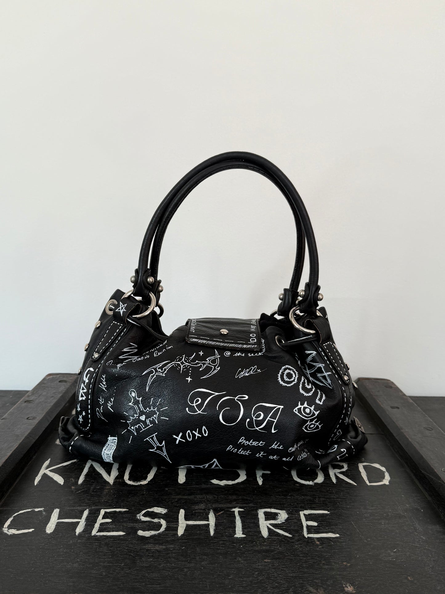 Studded Graffiti Bag - Black