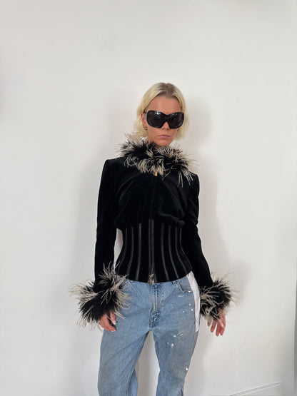 Feathered Collar & Cuff Jacket