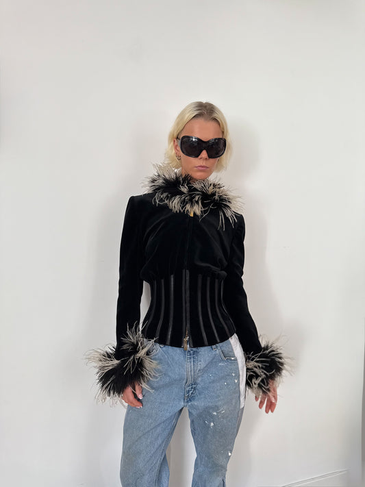 Feathered Collar & Cuff Jacket